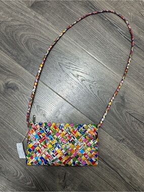 Handwoven Multicolor Crossbody Bag with Braided Strap